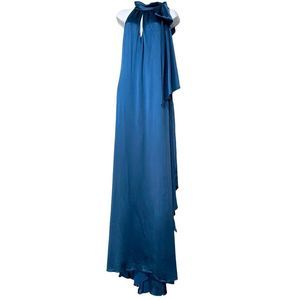 Carolina Herrera Gown Halter 100% Silk Blue